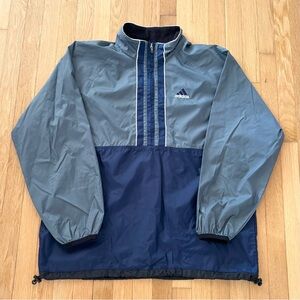 Vintage 90s Adidas Windbreaker Jacket Quarter Zip Blue Grey 100% Nylon Large